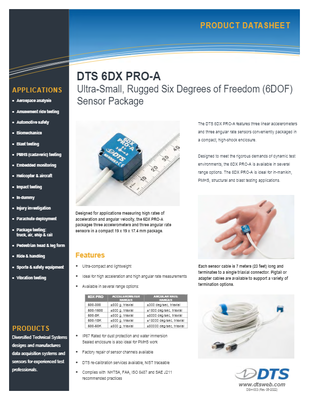 DTS 6DX PRO-A Datasheet